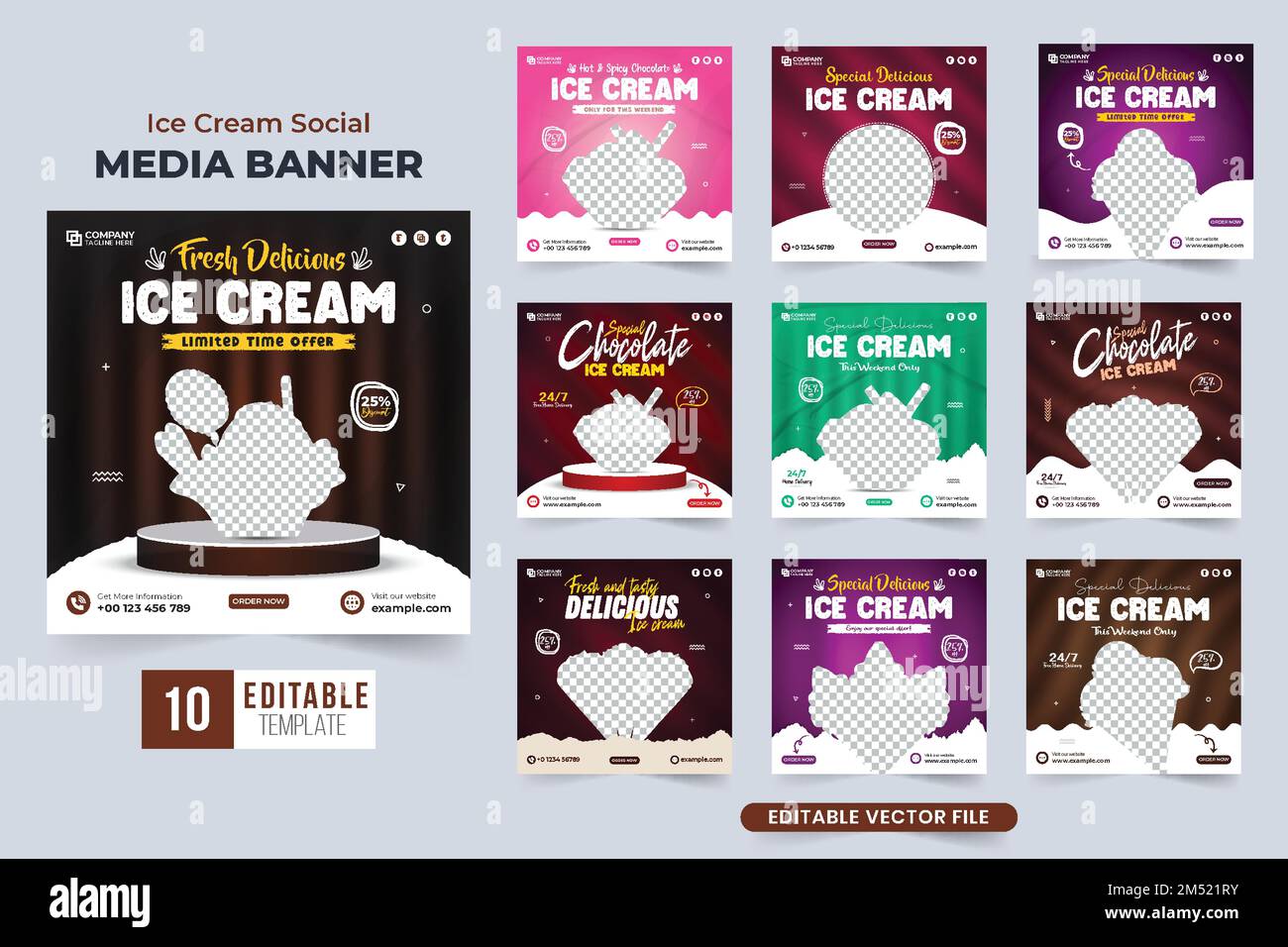 Special ice cream discount offer template collection for digital