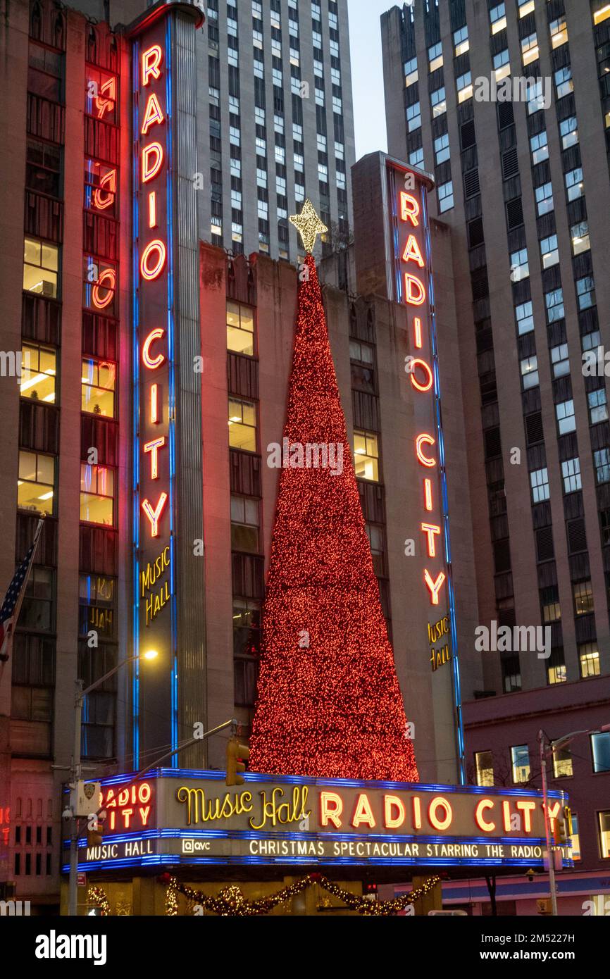 Radio City Music Hall is a popular destination at Christmas season in New York City, USA  2022 Stock Photo