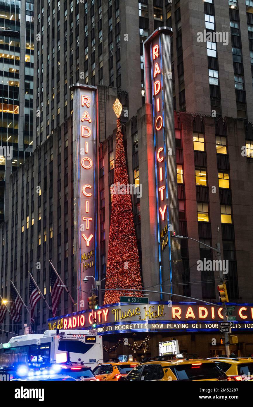 Radio City Music Hall is a popular destination during the  Christmas season in New York City, USA  2022 Stock Photo