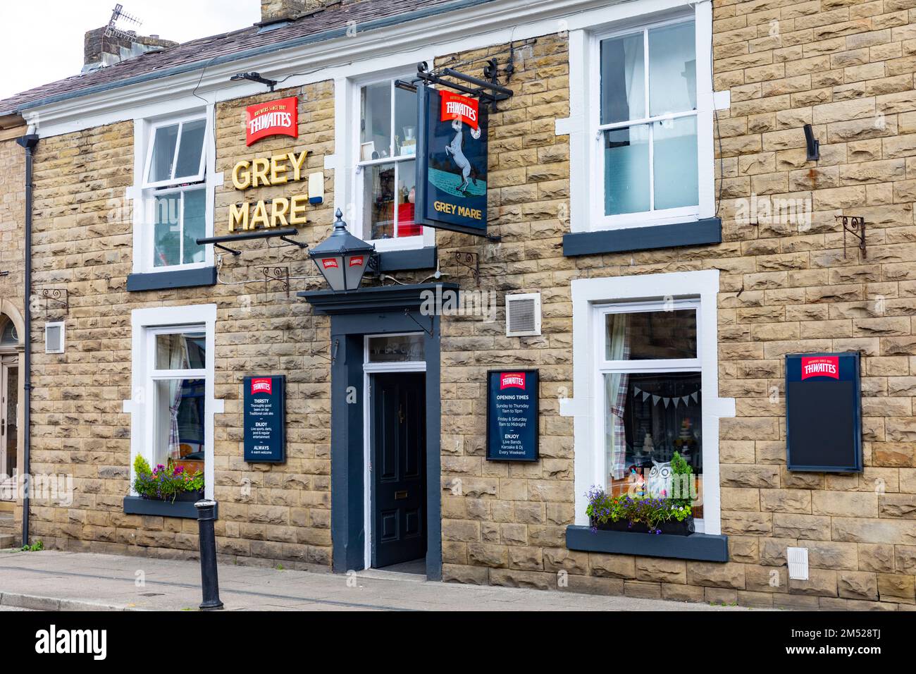 Thwaites Grey Mare pub public house in the village of Ramsbottom,Bury,Manchester,England with