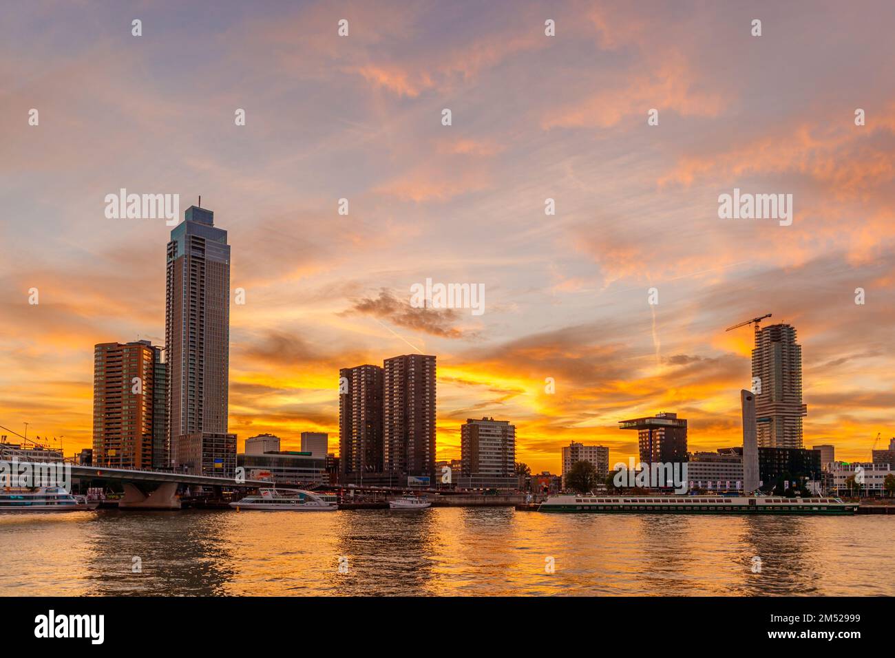 Rotterdam Sunset the Skyline of Rotterdam in the Netherlands at sunset Stock Photo - Alamy