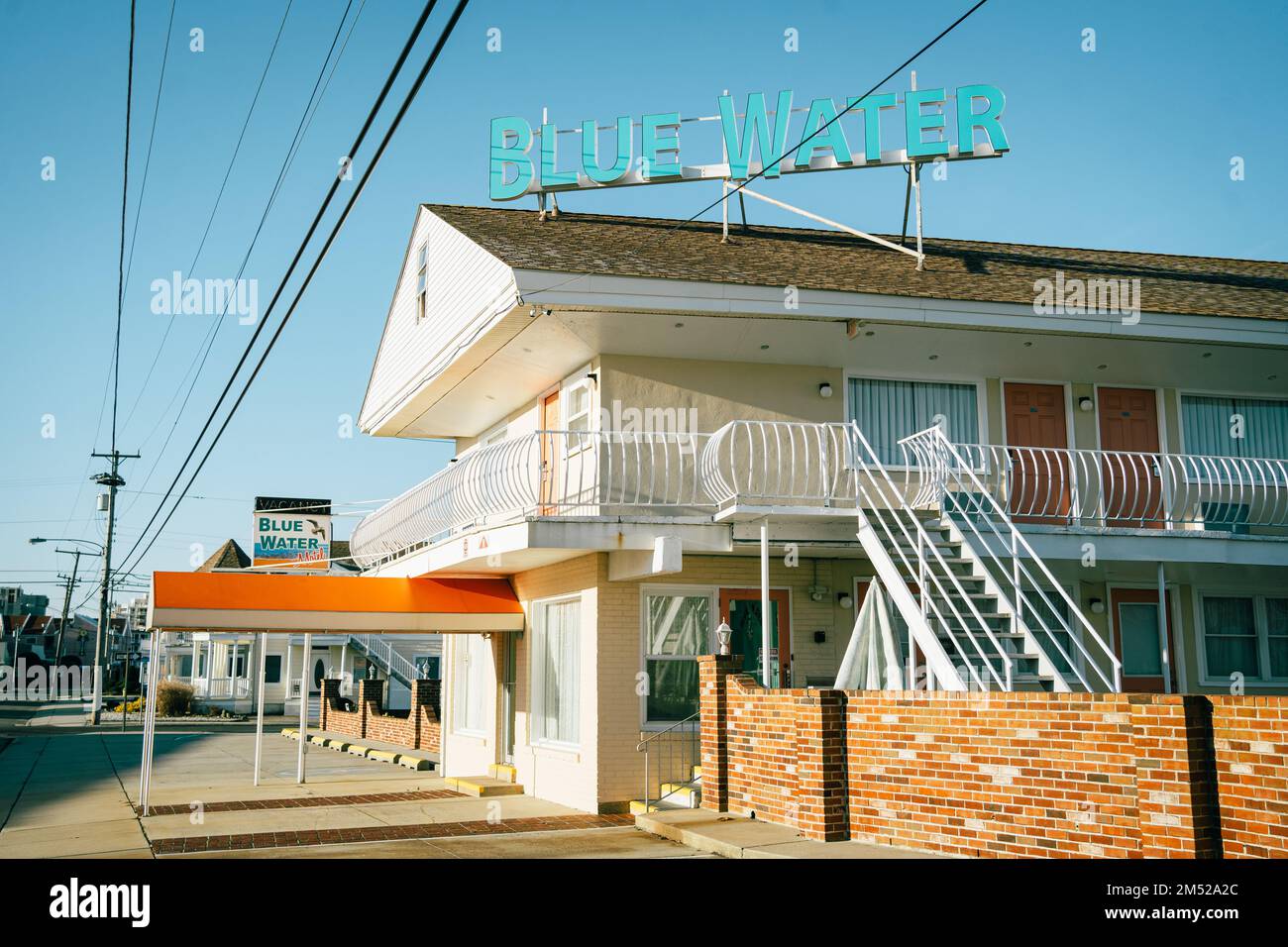 Blue Water Motel vintage sign, Wildwood Crest, New Jersey Stock Photo