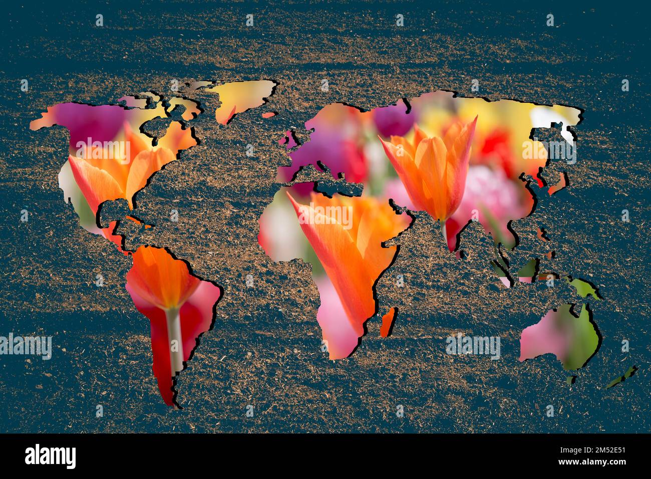 Roughly outlined world map with white background Stock Photo