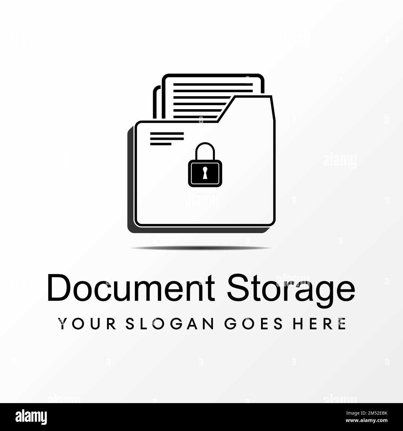 Simple and unique document holder, paper, and padlock key image graphic icon logo design abstract concept vector stock. related to office or security. Stock Vector