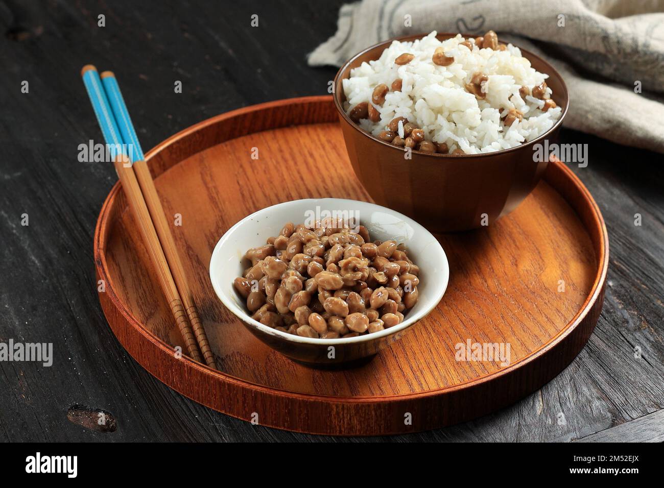 Japanese Soybean Fermented Food with Stinky Smell or Natto Stock Photo