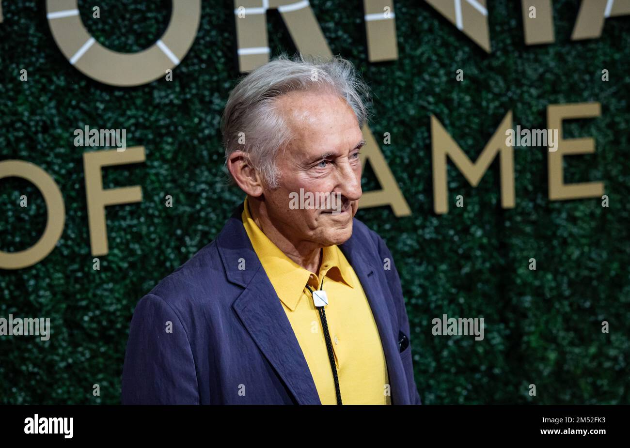 Close-up horizontal photo of legendary pop artist Ed Ruscha as part of the red carpet at California Museum's Hall of Fame induction ceremony. Stock Photo