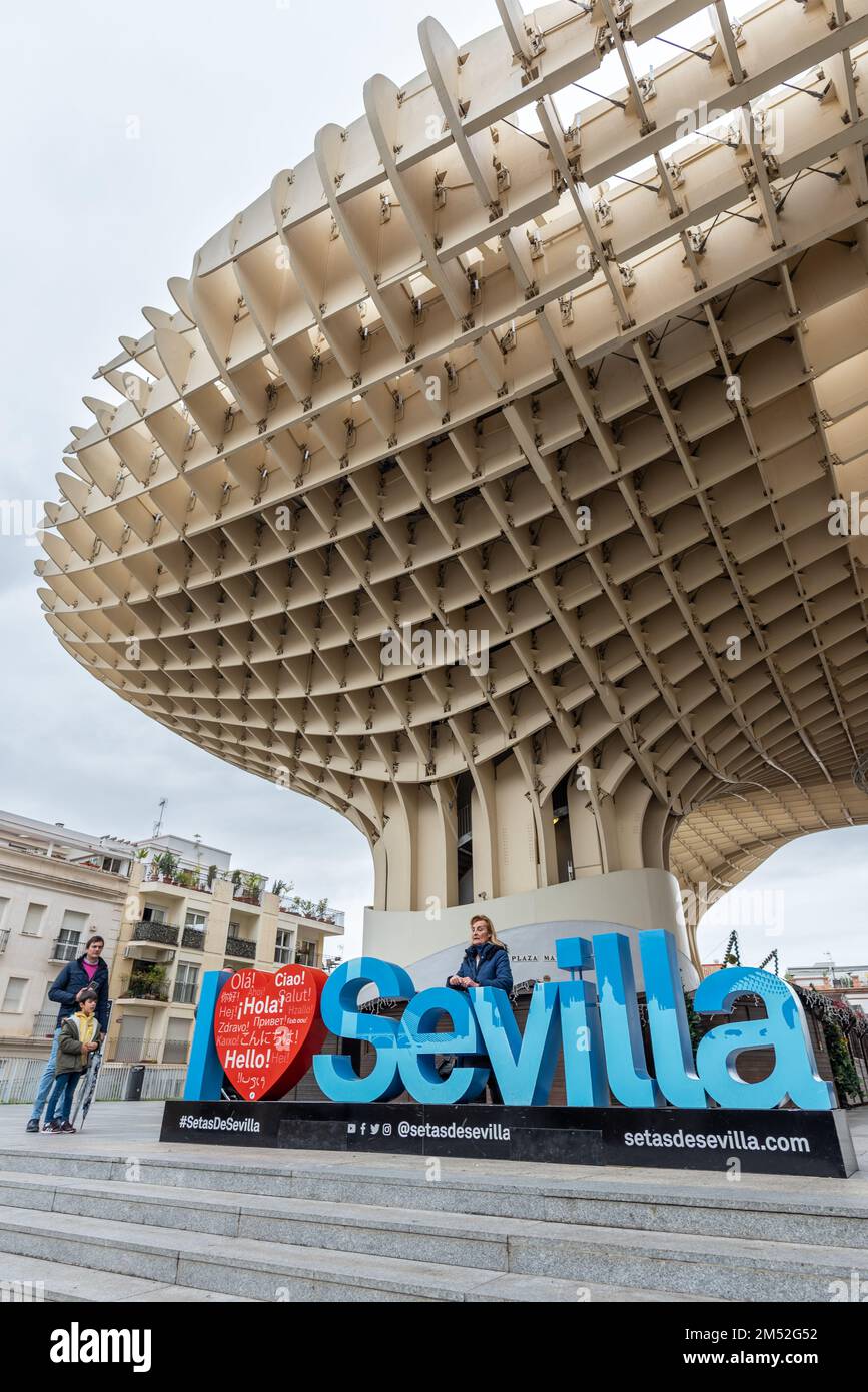 Metropol Parasol Setas de Sevilla wooden structure in Seville, Spain on