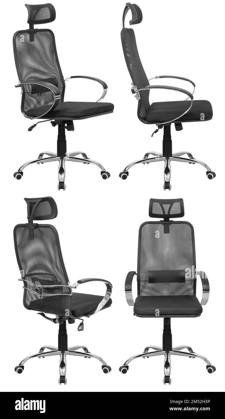 Office computer chair, with a mesh back. Isolated from the background ...