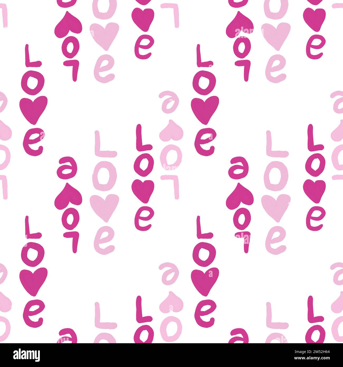 Hand drawn seamless pattern with pink st valentines day hearts