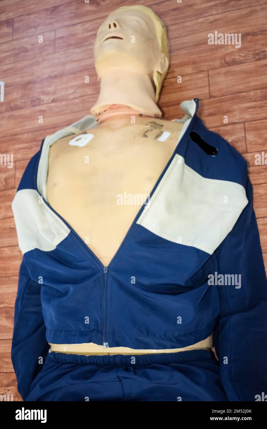 Human dummy lies on the floor during first Aid Training ...