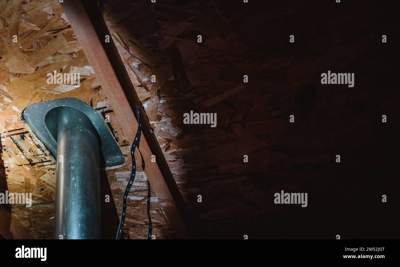roof vent pipe seen from the attic with flashing for a weather seal Stock Photo Alamy