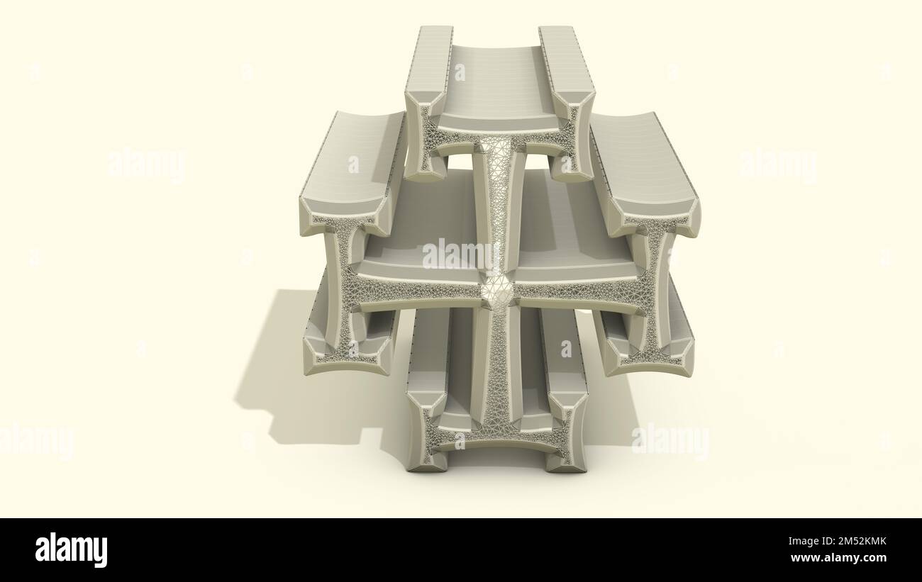 A 3D Illustration of an architectural structure.  Artists, Designers, Architects, Estate Developers, Engineers, and Construction Workers must see. Stock Photo