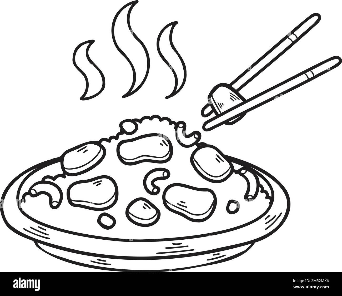 Hand Drawn Fried Rice Chinese and Japanese food illustration isolated