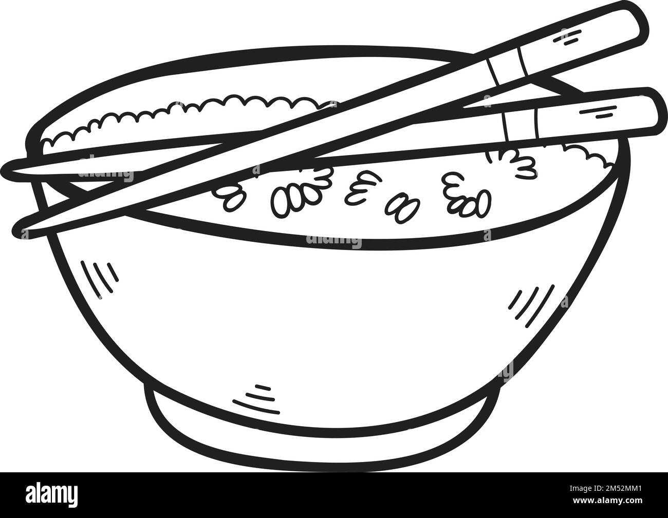 Hand Drawn Rice Bowl And Chopsticks Chinese And Japanese Food Illustration Isolated On