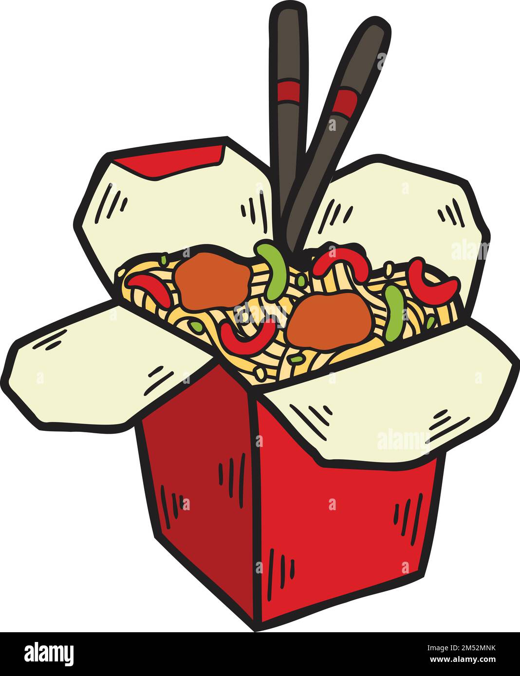 Hand Drawn instant noodles Chinese and Japanese food illustration