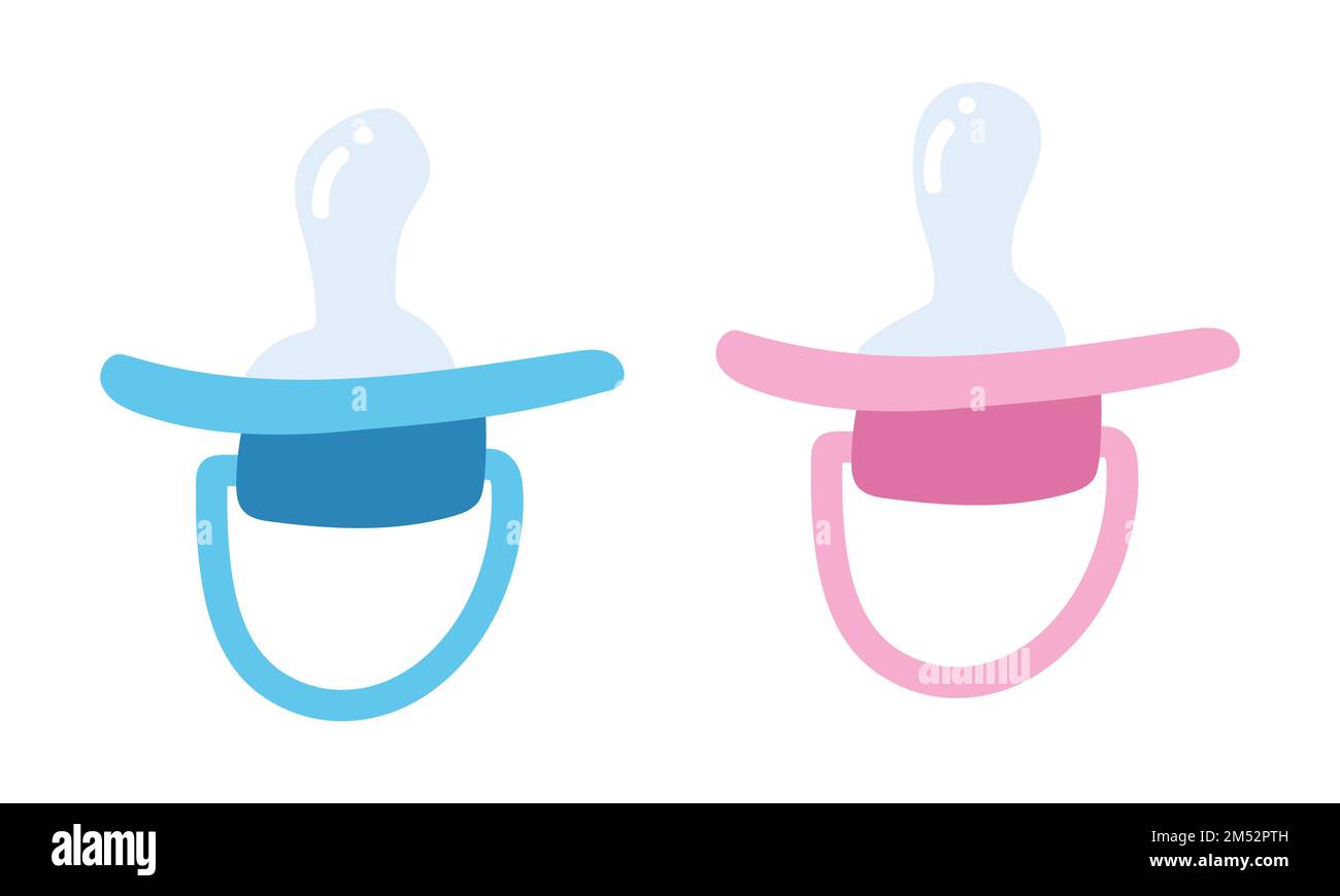 Set of blue and pink baby pacifier clipart. Simple cute orthodontic