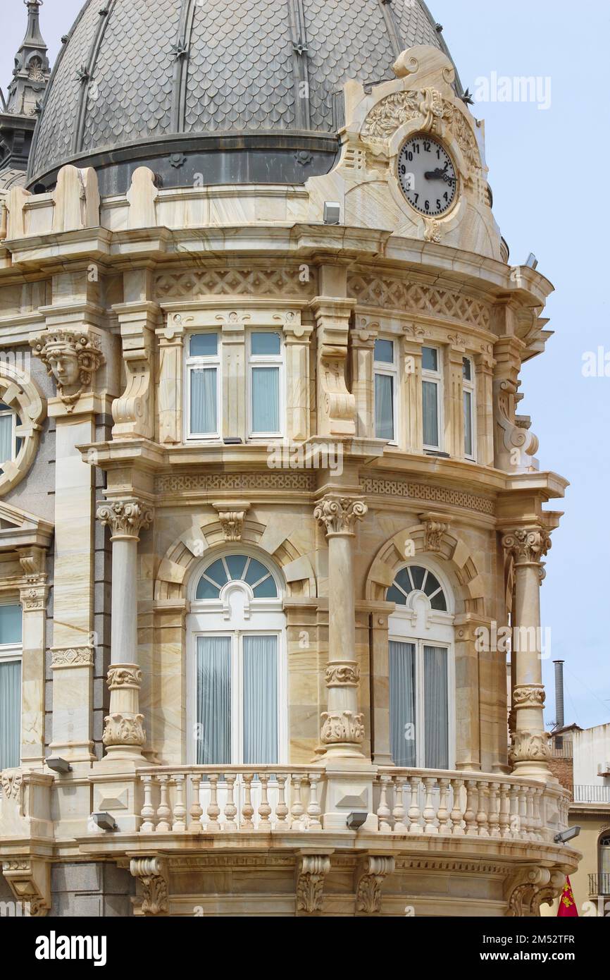 A vertical shot of the City Hall of Cartagena, Murcia, Spain Stock ...