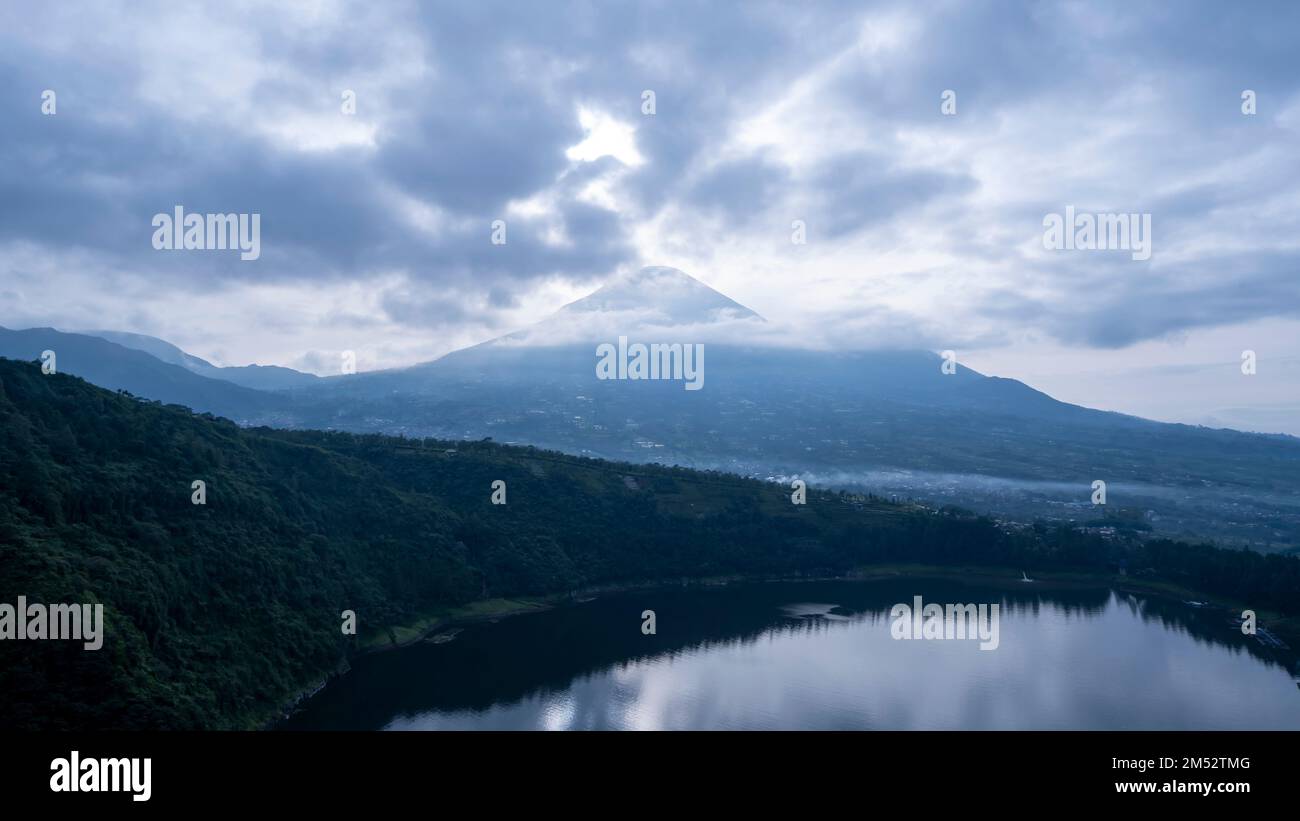 The natural beauty of a tropical lake in a mountainous area on the ...