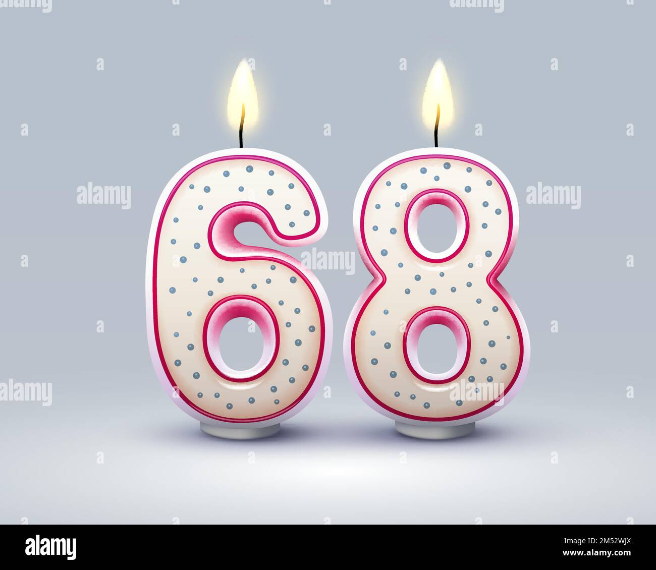 Happy Birthday years. 68 anniversary of the birthday, Candle in the form of numbers. Vector