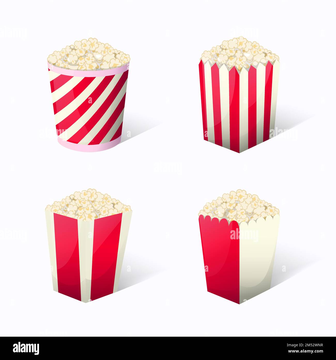 Popcorn set collection in different packages snack striped boxes when ...