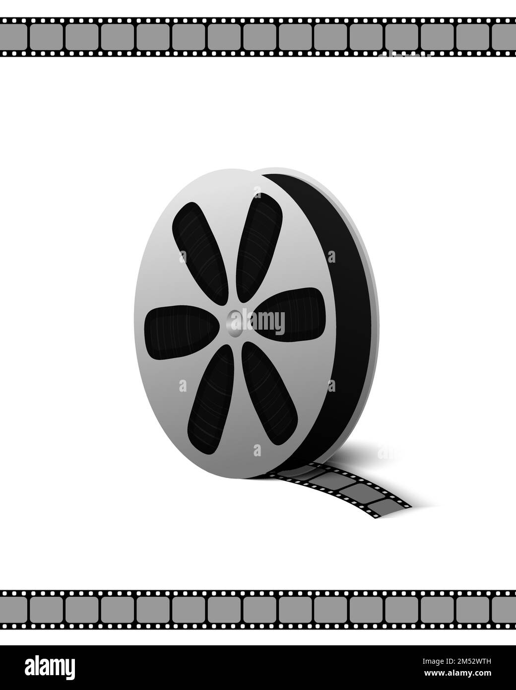 Film coil camcorder for recording movies and videos isolated on white