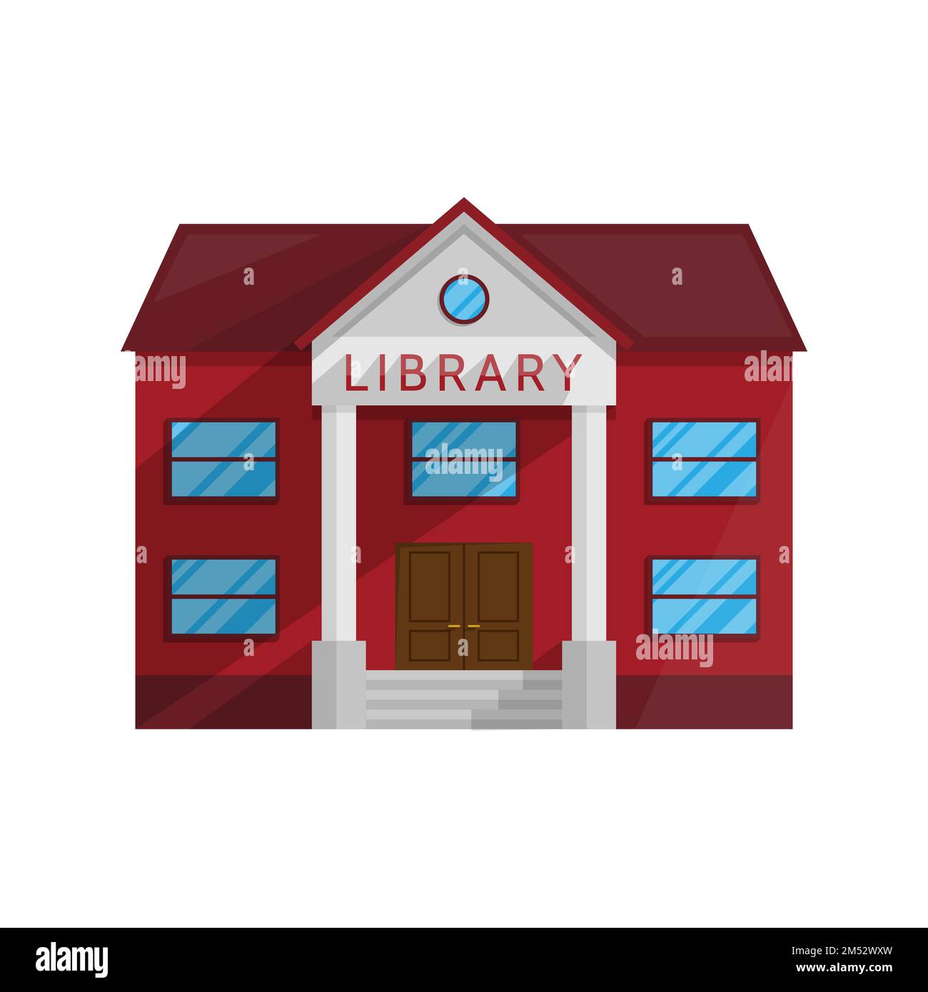 Library building in Flat style isolated on white background Vector Illustration. Symbol Architecture house Shop Books literature education teaching re Stock Vector