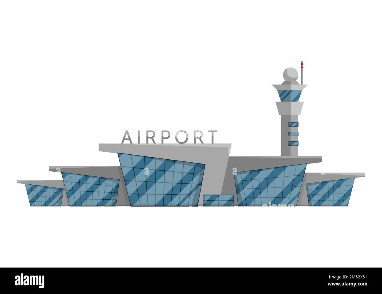 Airport building is isolated in the Flat style on a white background ...