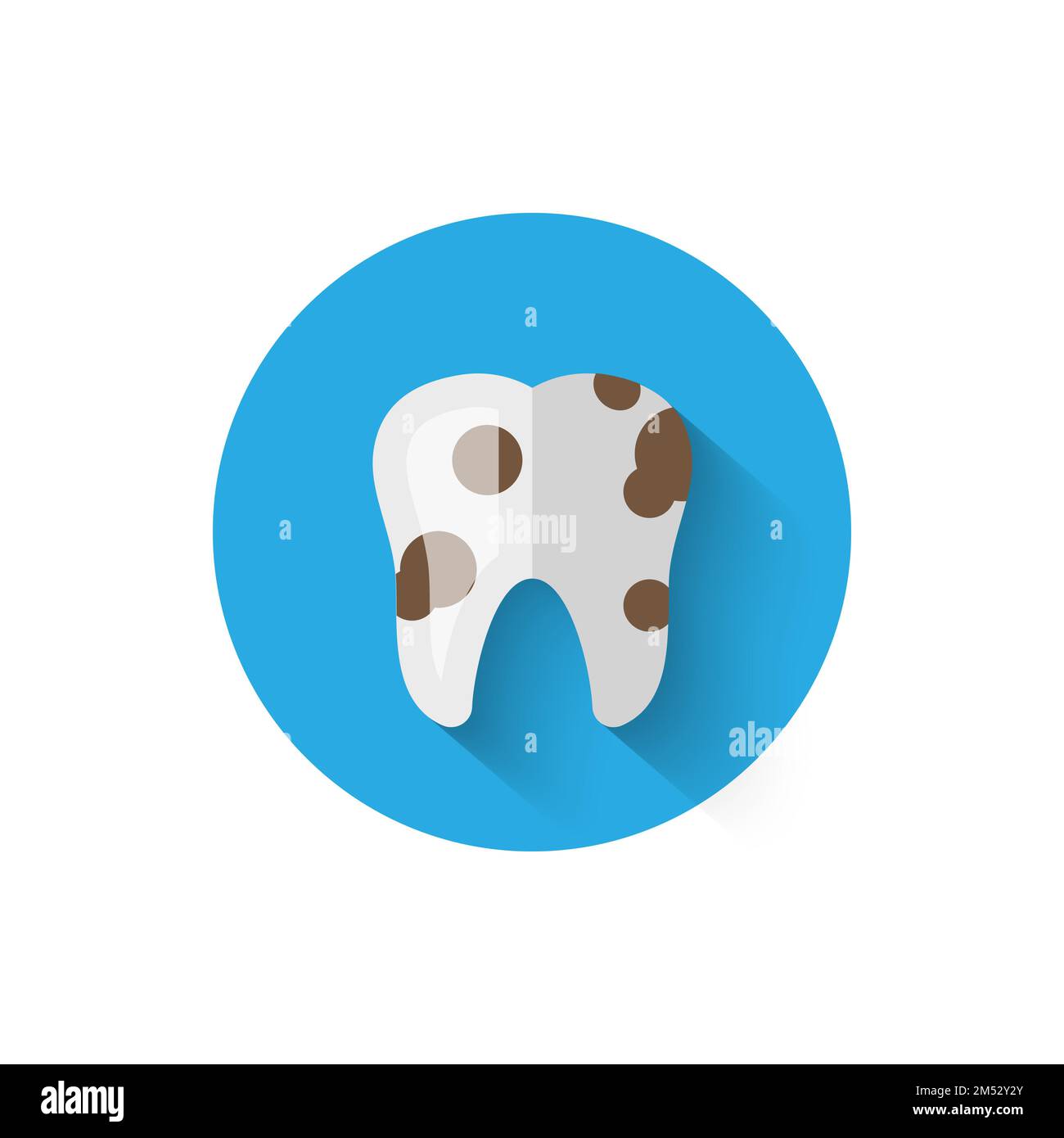 Tooth decay, caries illustrated in a flat style design of vector illustration. Minimalist icon on the topic of stomatology. Website and design for mob Stock Vector