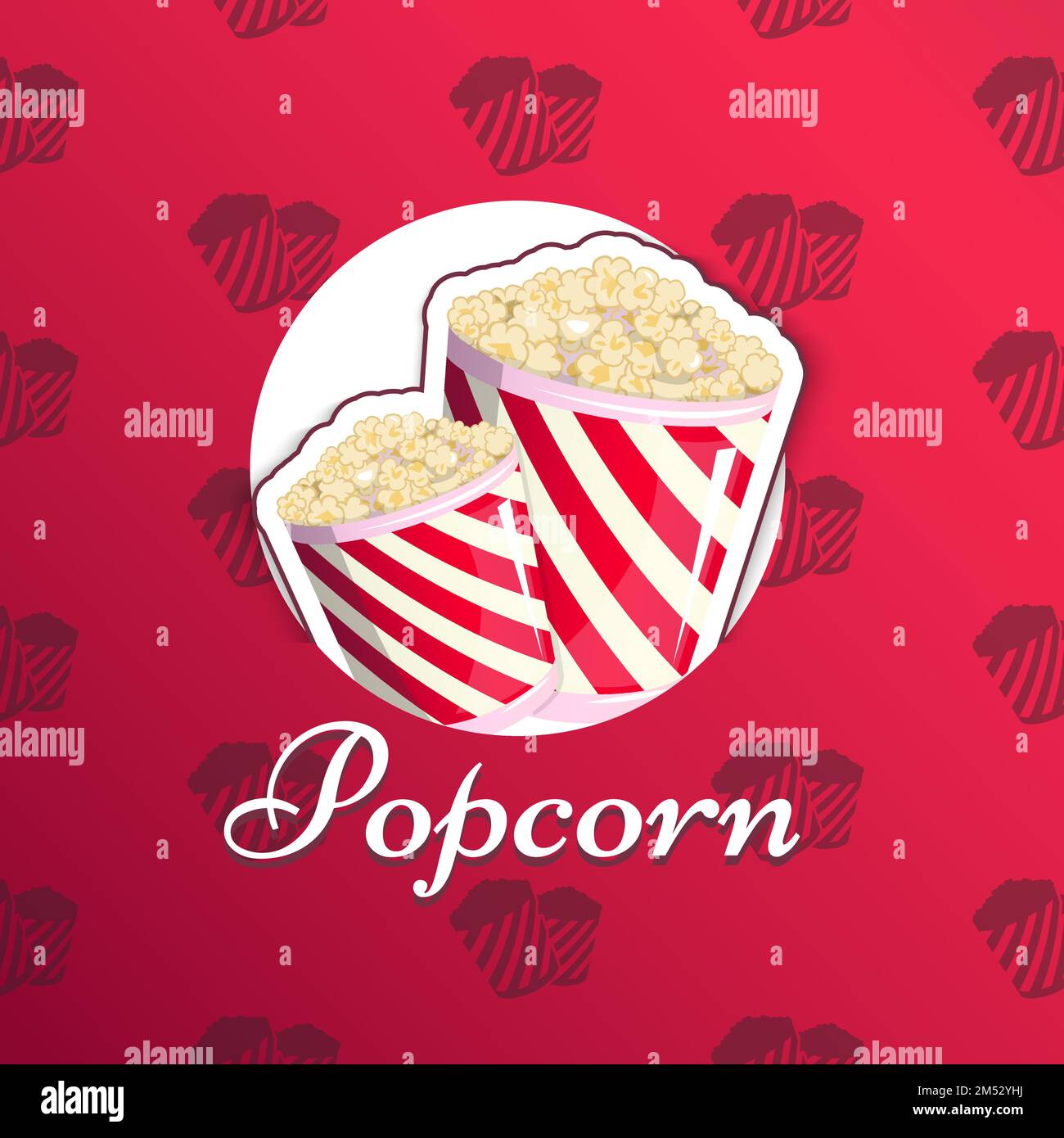Popcorn is isolated in a striped logo logo emblem for your produce, an