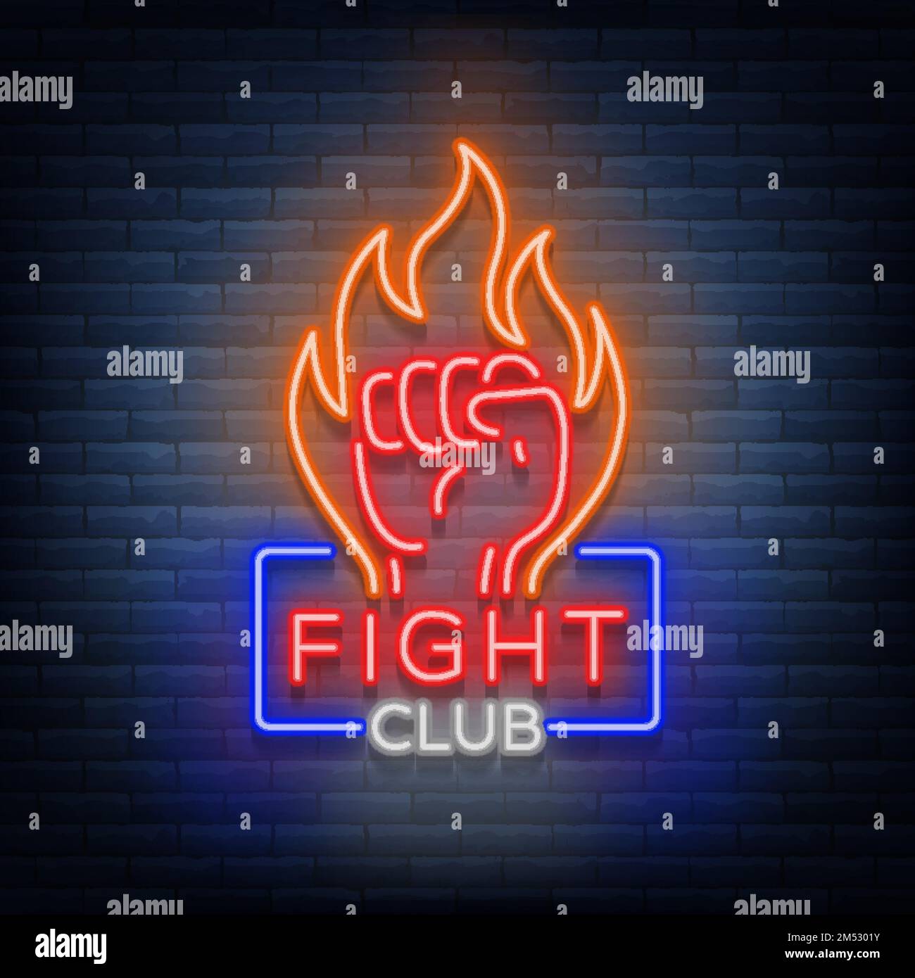 Fight club logo neon sign isolated vector illustration. Neon banner