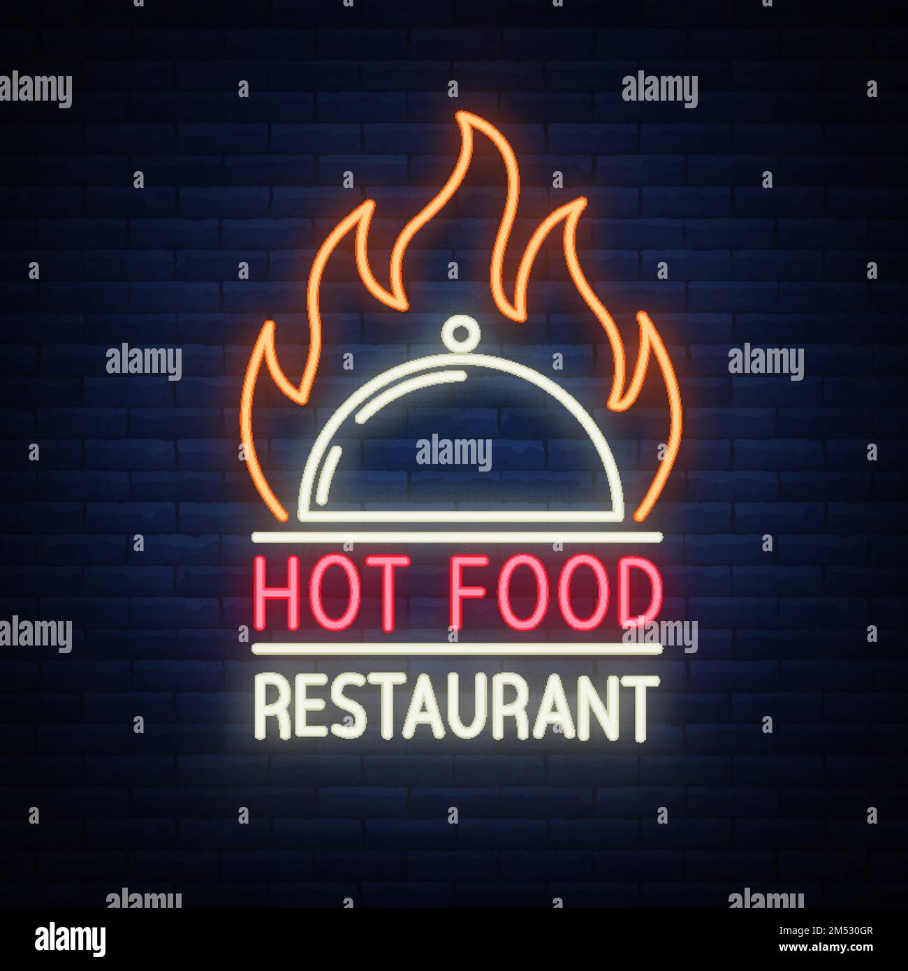 Logo of a hot food restaurant, neon sign, logo, emblem isolated Vector