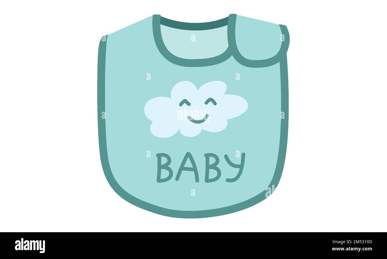 Cute baby bib clipart. Simple cute green bib for baby feeding flat vector illustration. Baby apron or bib with happy smile cloud character cartoon Stock Vector Image Art Alamy