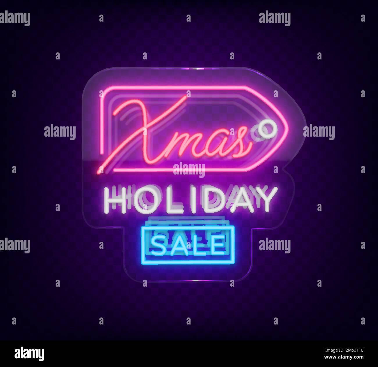 Christmas sales, neon sign, advertising bright festive discounts. New