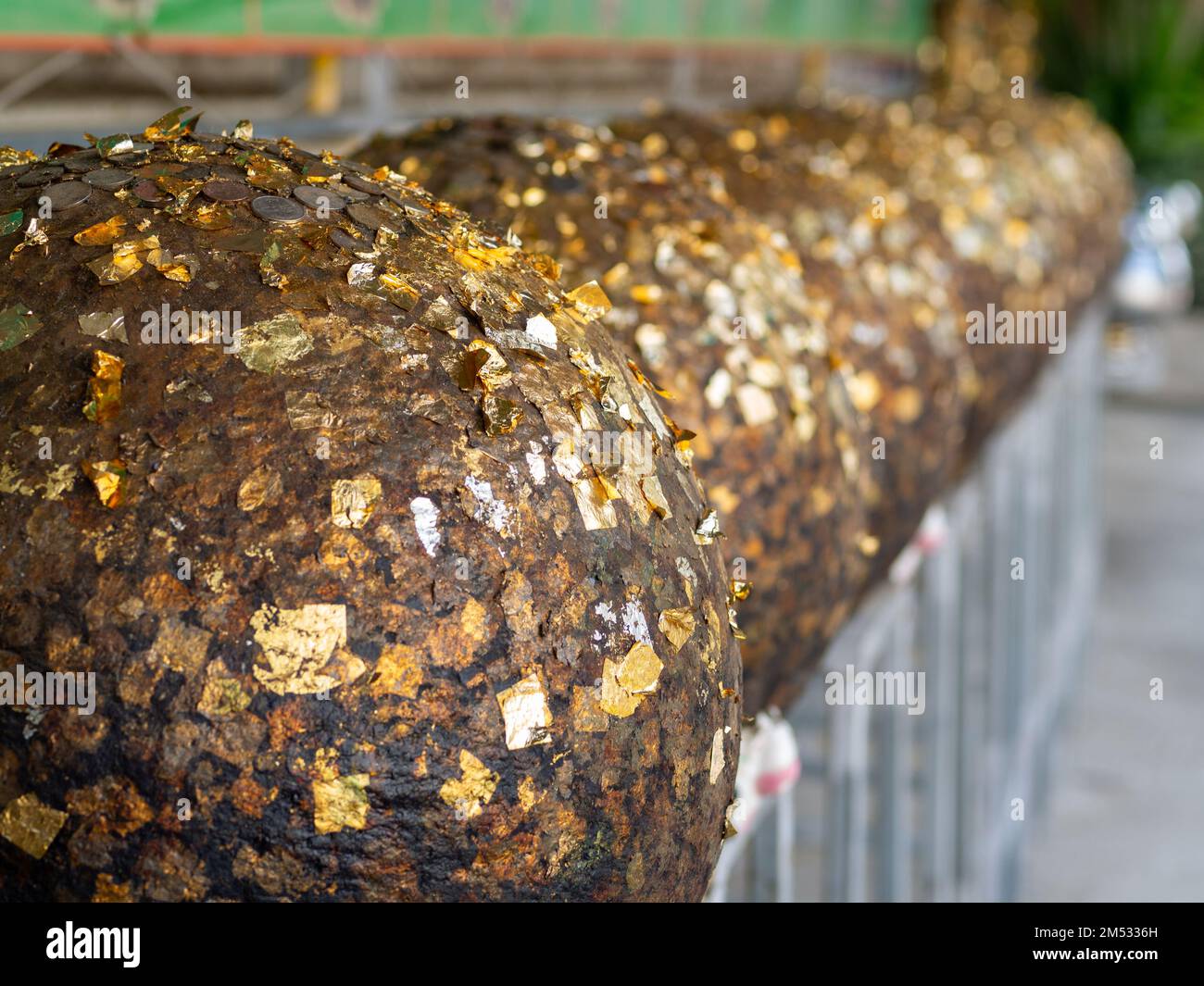The ball of visions attached to the gold leaf according to Buddhism Stock Photo