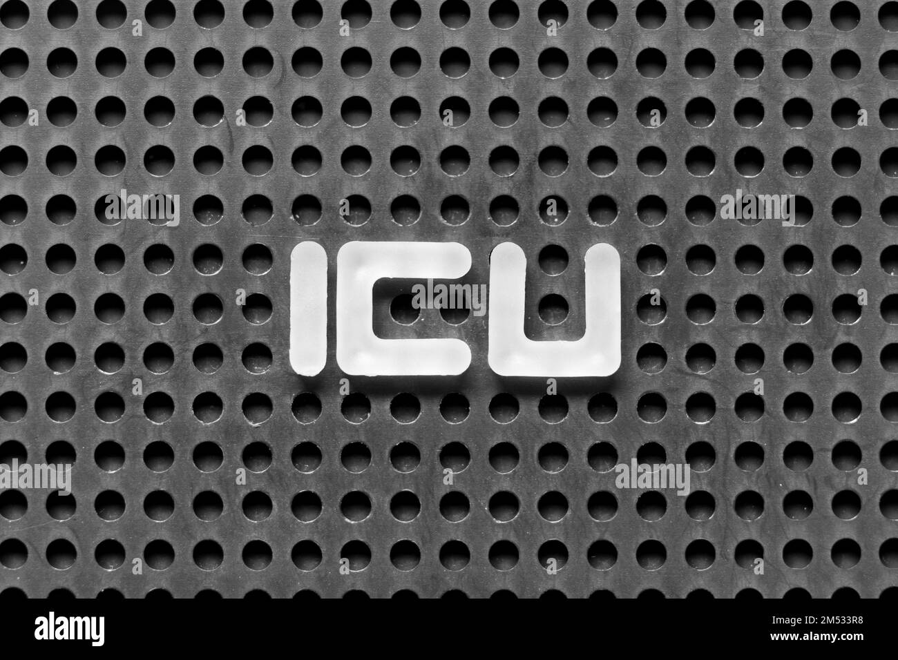 White alphabet letter in word ICU (abbreviation of intensive care unit