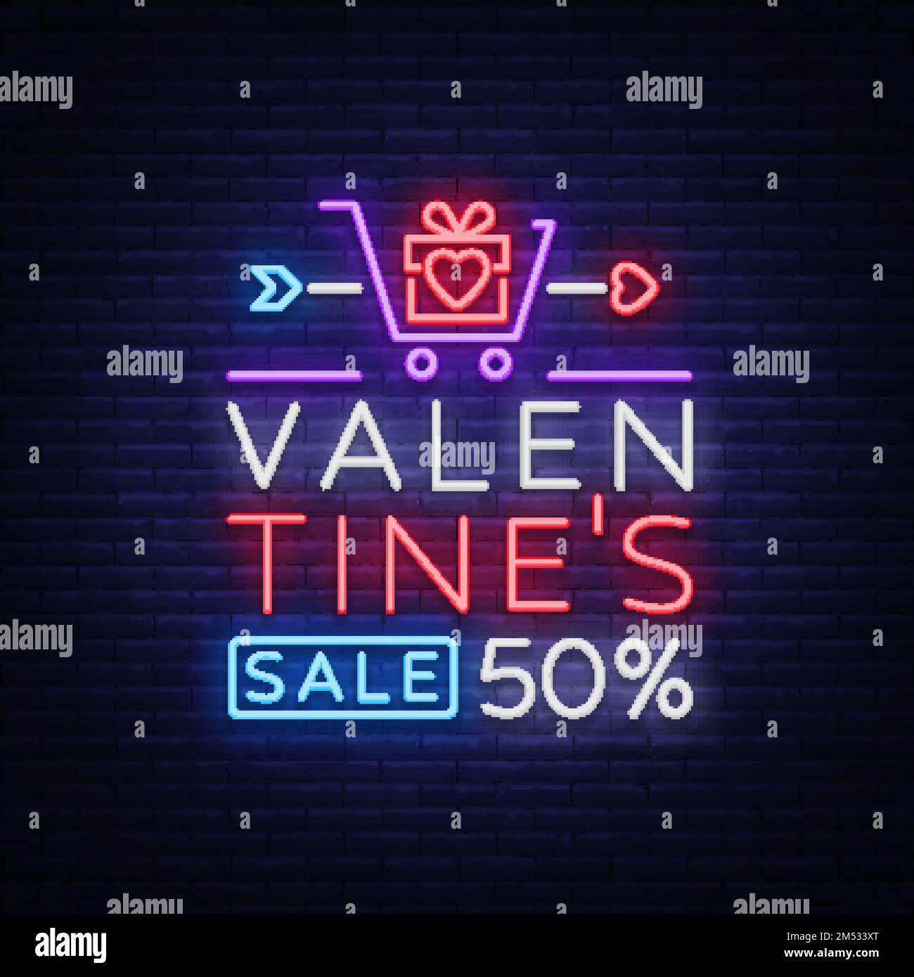 Valentine's Day is a proposal, a neon style banner template. Neon Sign