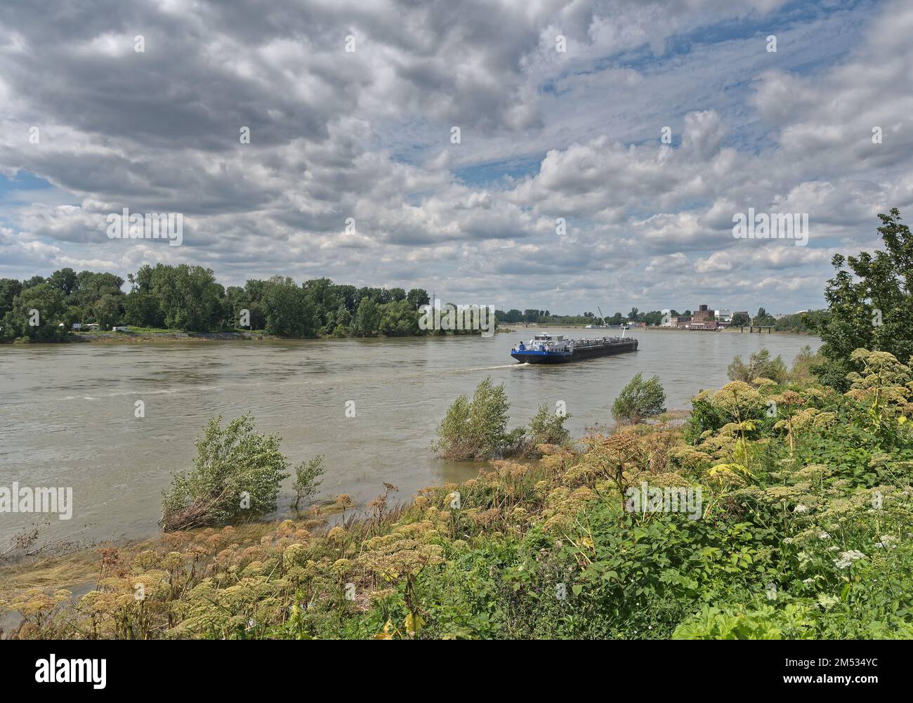Rhine River in Duesseldorf-Benrath,North Rhine Westphalia,Germany Stock Photo