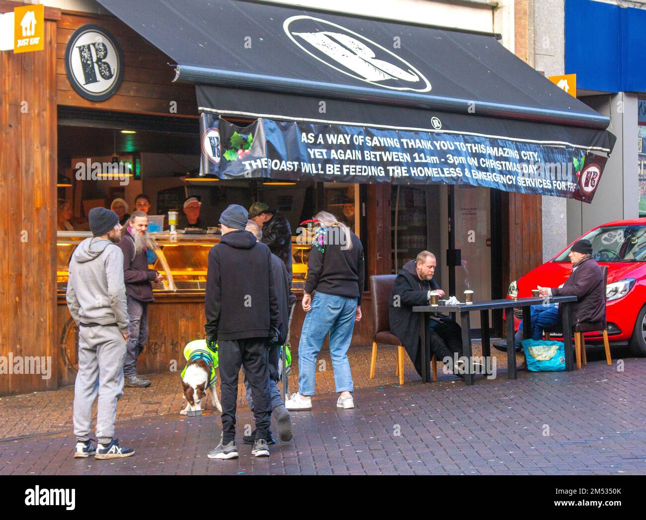 Christmas in Preston Lancashire, 25 Dec 2022 UK Weather; Feeding the