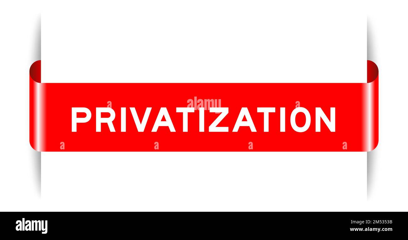 Red color inserted label banner with word privatization on white background Stock Vector