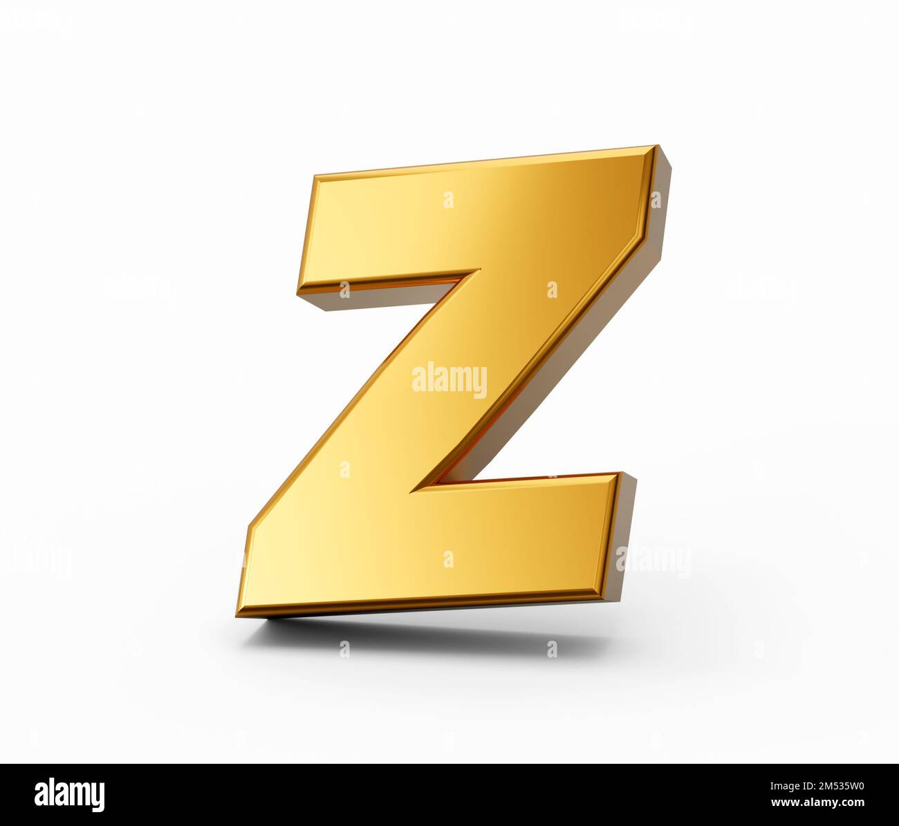 A d rendering of the golden alphabet Z letter isolated on white background Stock Photo
