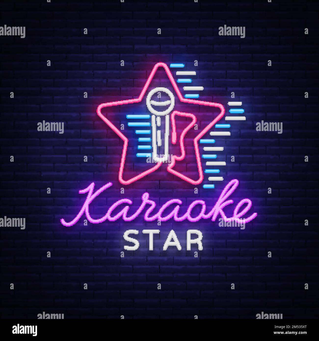 Karaoke Star Vector. Neon sign, luminous logo, symbol, light banner