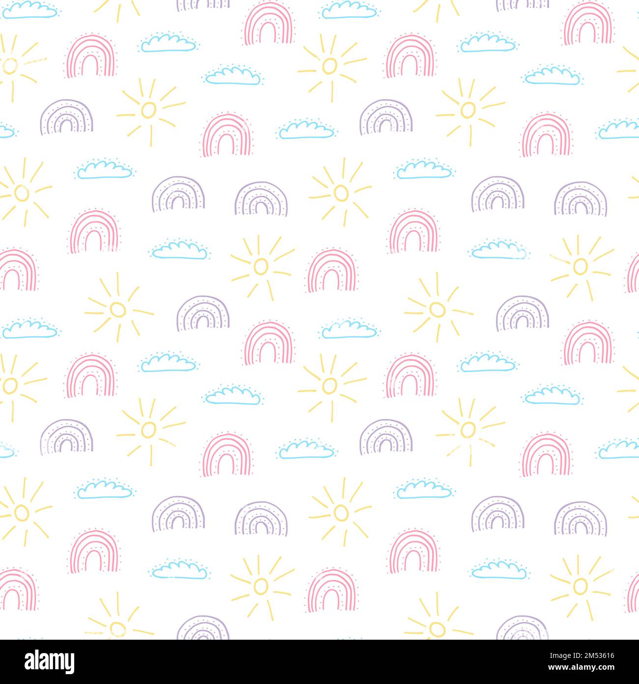 Cute doodle seamless pattern with rainbows Stock Vector Image & Art - Alamy