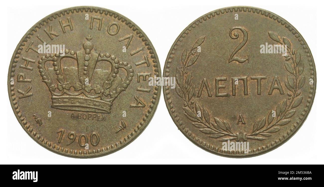 Photo coins Griechenland Kreta ,1900,2 Lepta , Stock Photo