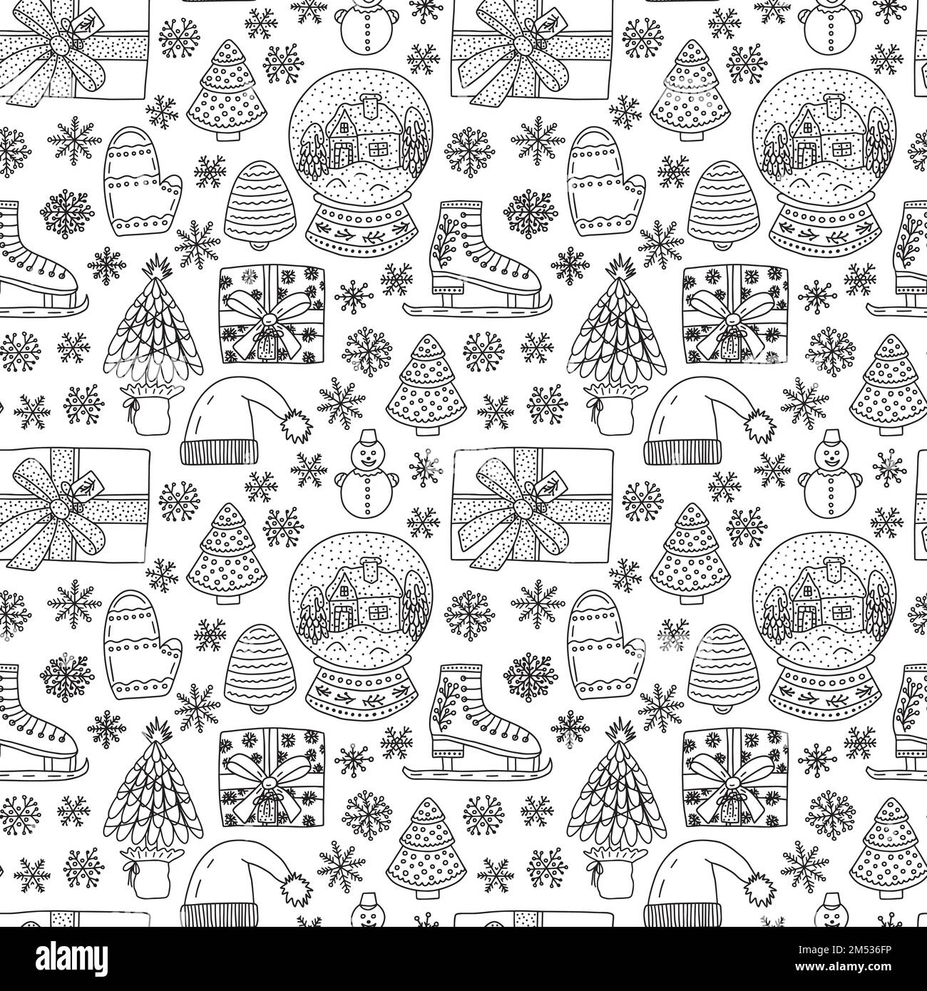 Christmas elements doodle pattern Stock Vector Image & Art - Alamy