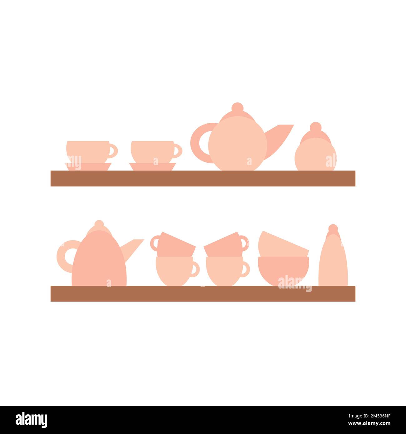 Vector kitchen utensils on shelves set Stock Vector