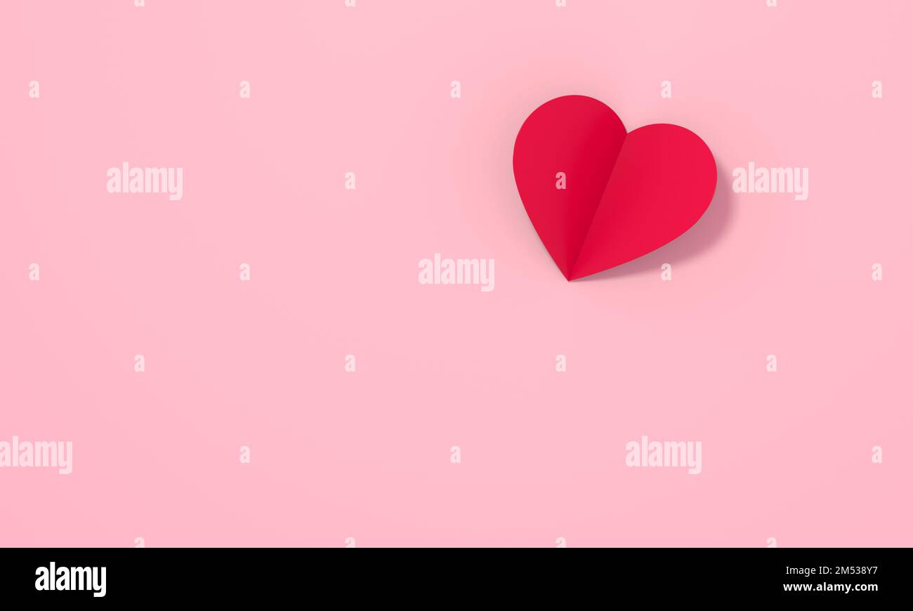 Heart paper cut red on pink background. 3D Illustration Stock Photo - Alamy