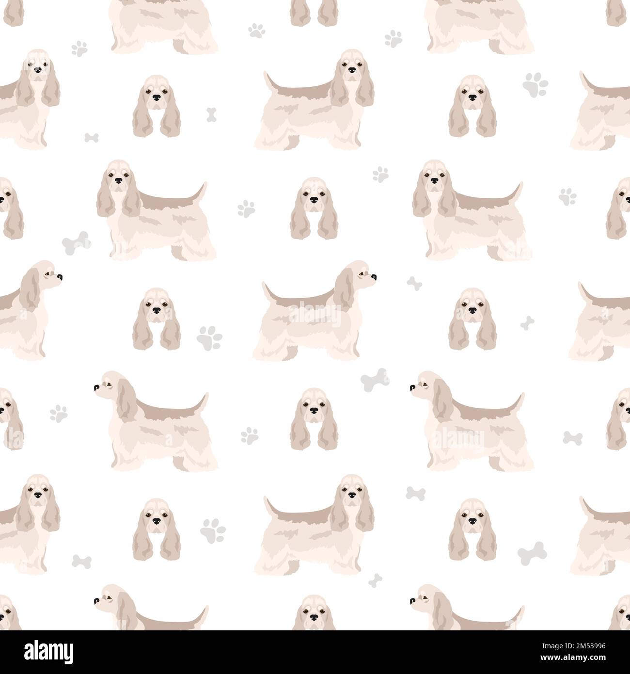American cocker spaniel seamless pattern. Vector illustration Stock ...