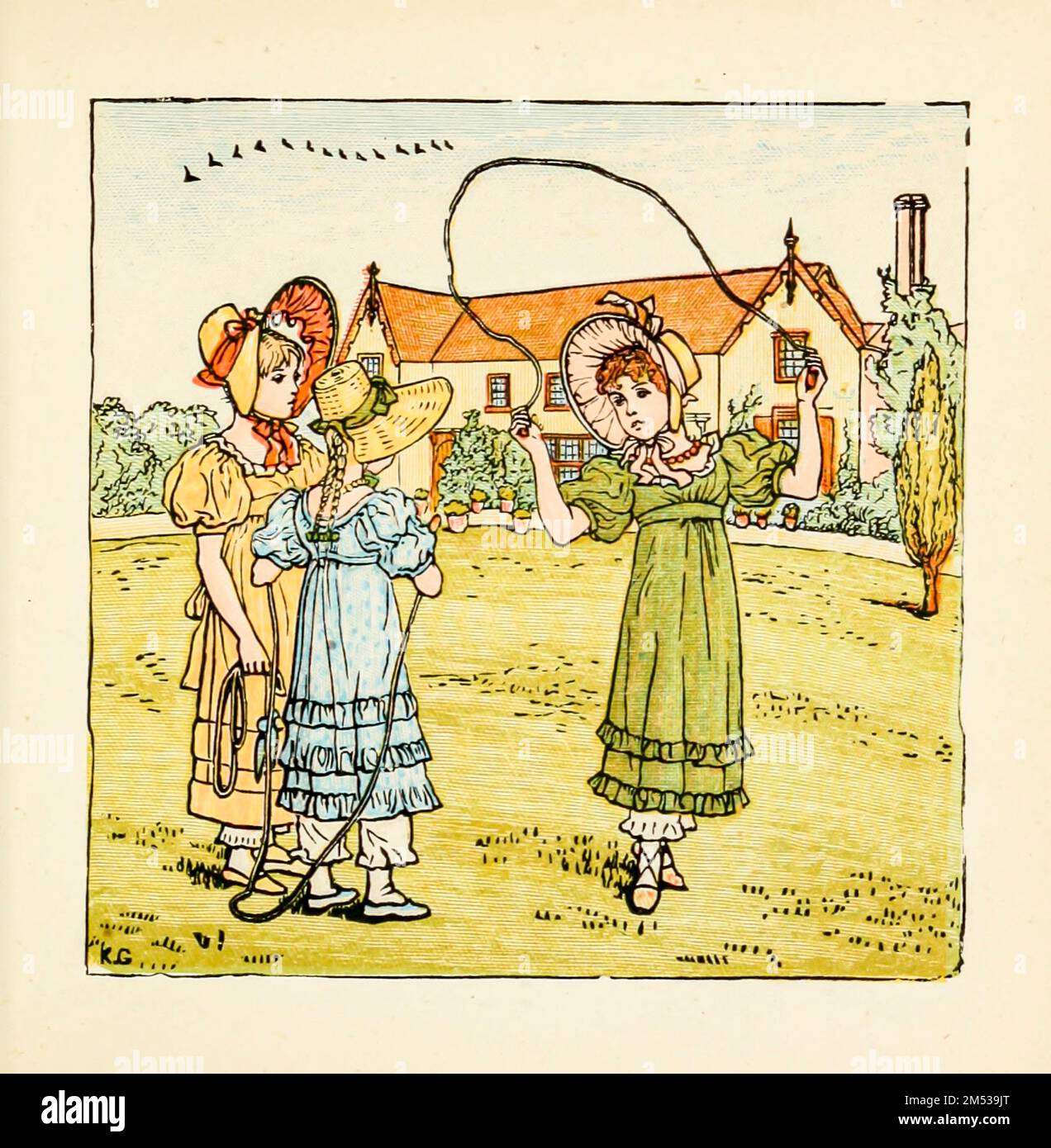 The Month of September from Kate Greenaway's birthday book by Greenaway, Kate, 1846-1901; with verse by Mrs. Sale Barker, Published 1880 by F. Warne London, New York Stock Photo