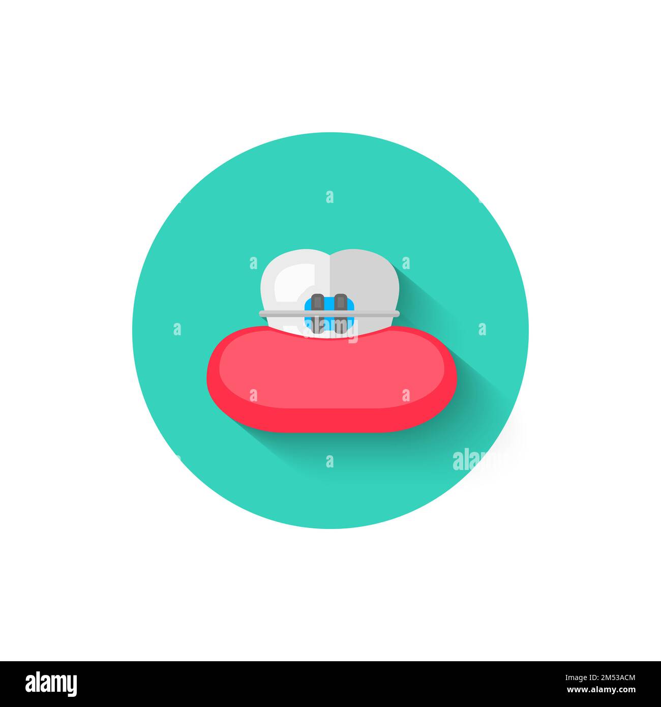 Tooth with braces icon isolated in flat design style vector ...