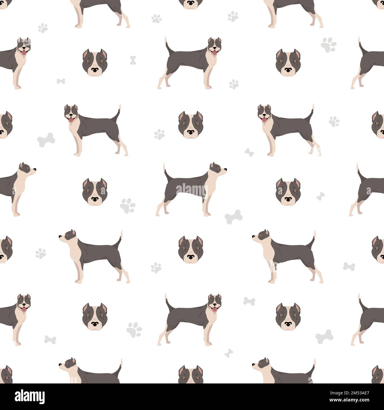 American staffordshire terrier seamless pattern. Vector illustration Stock Vector